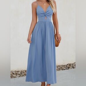 Cupshe Sky Blue Knot Front Maxi Dress